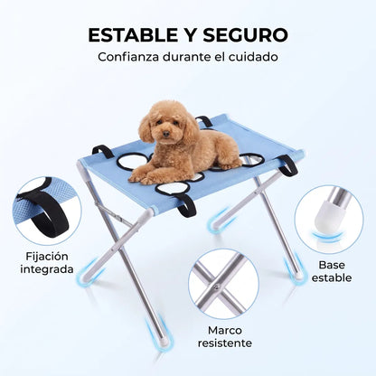 Soporte de baño para mascotas con aros para las patas